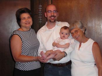 Gabby with GranDeb, Michael, and Great-Grandma Mee Mee